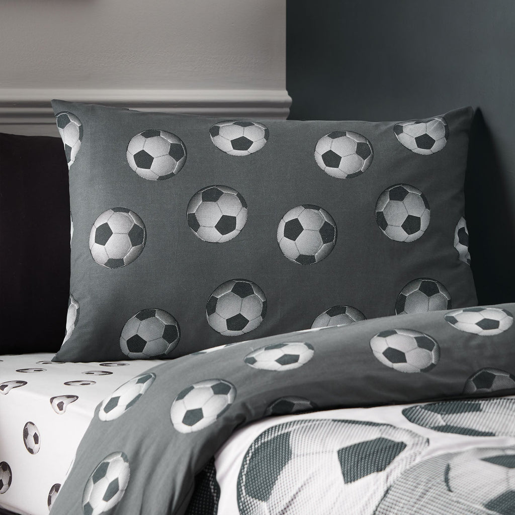Catherine Lansfield Grey Football Reversible Duvet Set