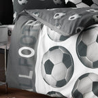 Catherine Lansfield Grey Football Reversible Duvet Set