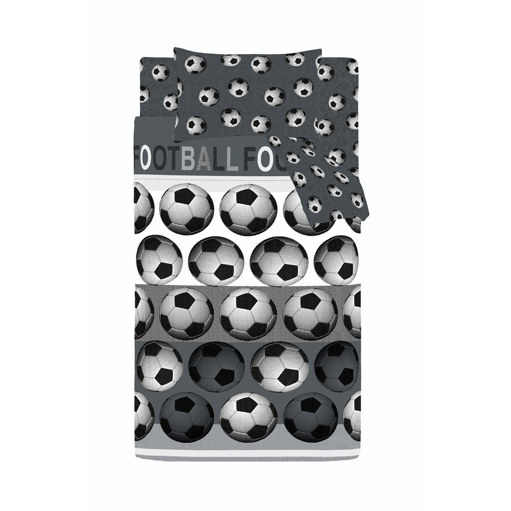 Catherine Lansfield Grey Football Reversible Duvet Set