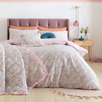 Catherine Lansfield Darcy Pink Floral Reversible Duvet Set