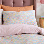 Catherine Lansfield Darcy Pink Floral Reversible Duvet Set
