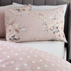 Catherine Lansfield Canterbury Blush Floral Reversible Duvet Set