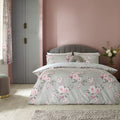 Catherine Lansfield Canterbury Grey Floral Reversible Duvet Set