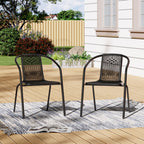 Set of 2 Black PE Rattan Stacking Garden Chairs