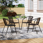 Set of 4 Black PE Rattan Stacking Garden Chairs