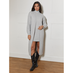 Chi Chi London All-Over Knitted Cable High Neck Mini Dress in Grey