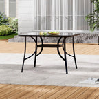 4 Seater Square Tempered Glass Garden Dining Table
