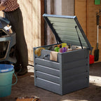 Charcoal Black 200L Steel Lockable Garden Storage Box