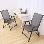 Set of 2 Metal Frame Fabric Foldable Chairs