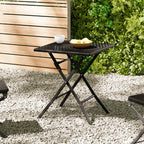 Black Square Rattan Outdoor Bistro Folding Table