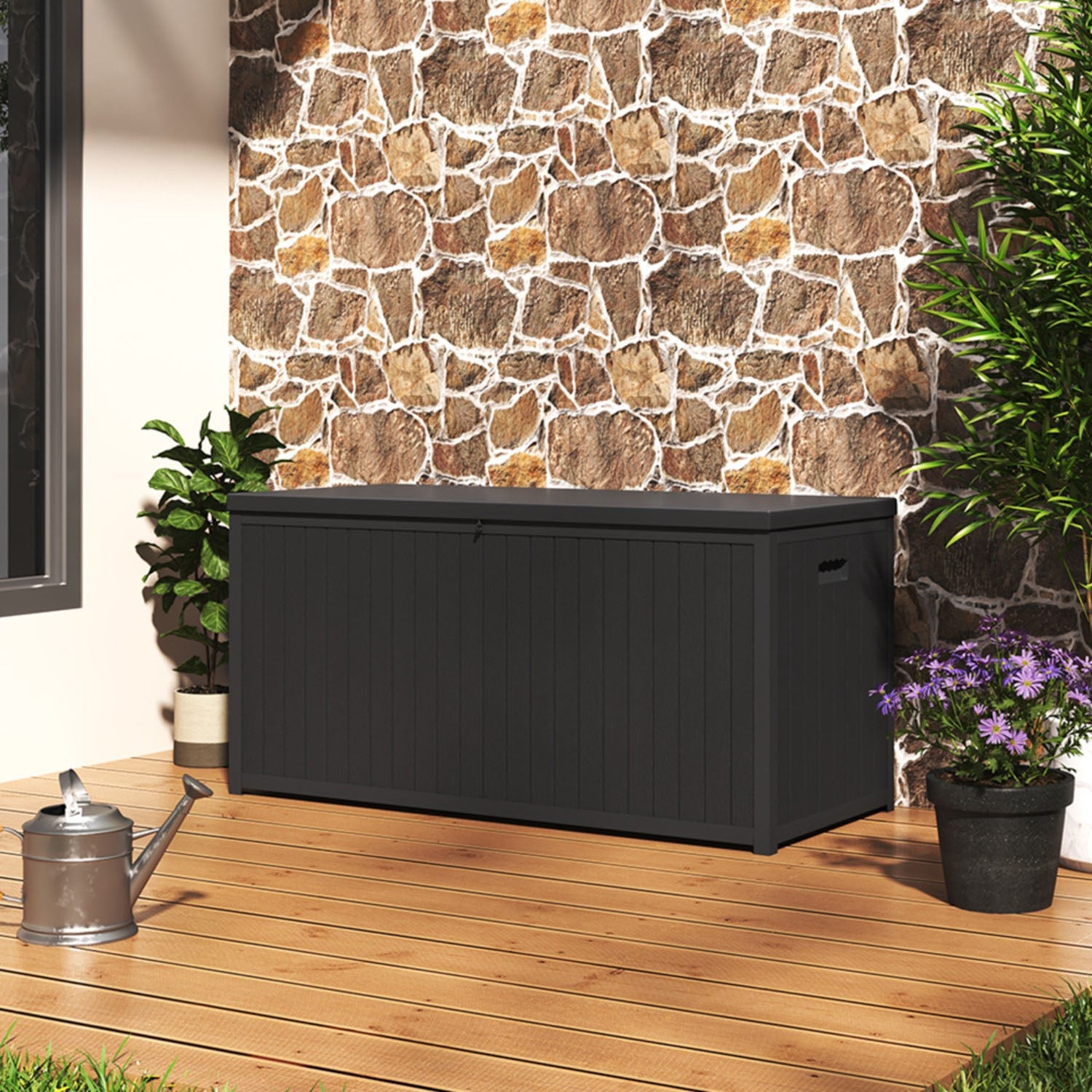 Black Outdoor 430L PP Garden Storage Box