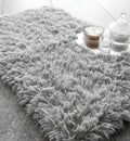 Catherine Lansfield Silver Grey Cuddly Deep Pile Faux Fur Bath Mat