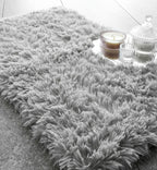 Catherine Lansfield Silver Grey Cuddly Deep Pile Faux Fur Bath Mat