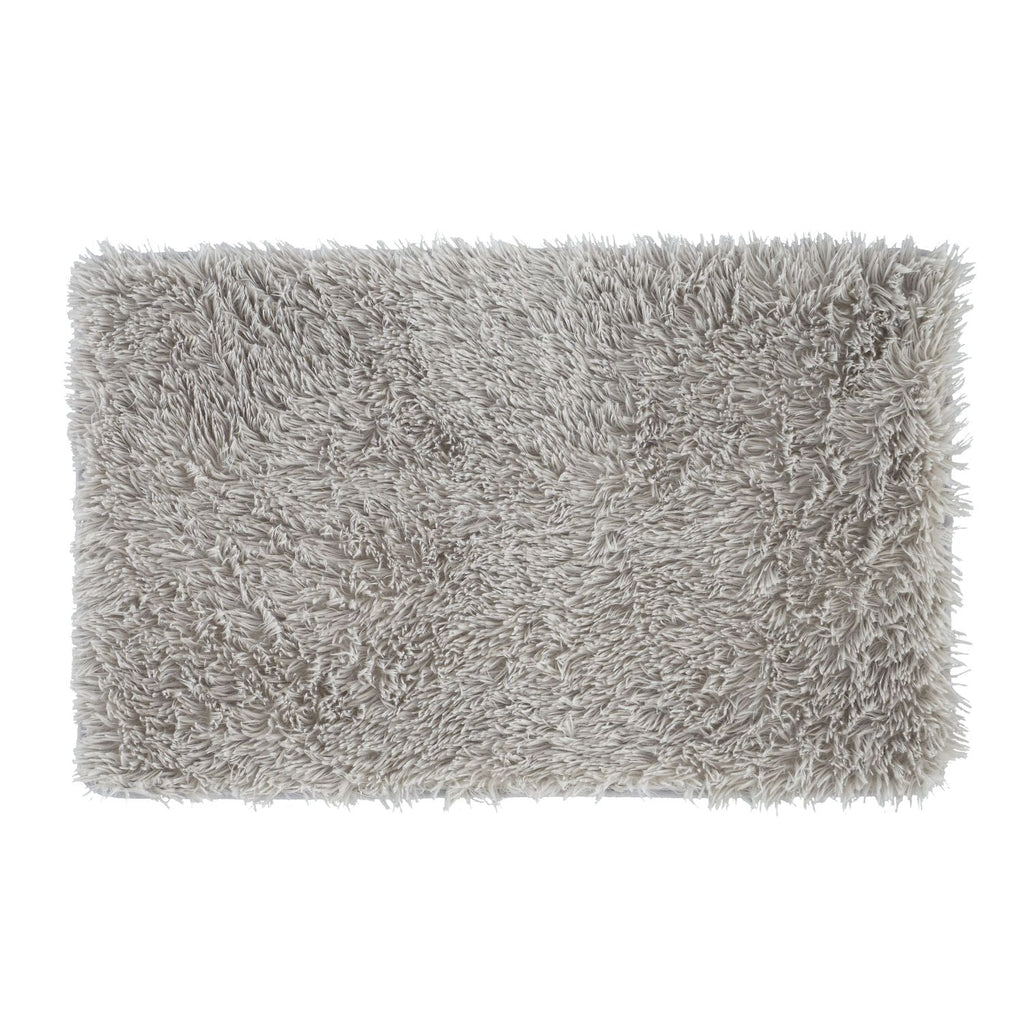 Catherine Lansfield Silver Grey Cuddly Deep Pile Faux Fur Bath Mat