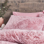 Catherine Lansfield Cuddly Deep Pile Blush Faux Fur Duvet Set