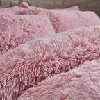Catherine Lansfield Cuddly Deep Pile Blush Faux Fur Duvet Set