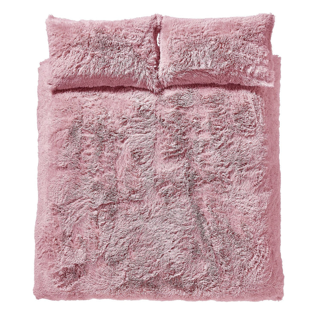 Catherine Lansfield Cuddly Deep Pile Blush Faux Fur Duvet Set