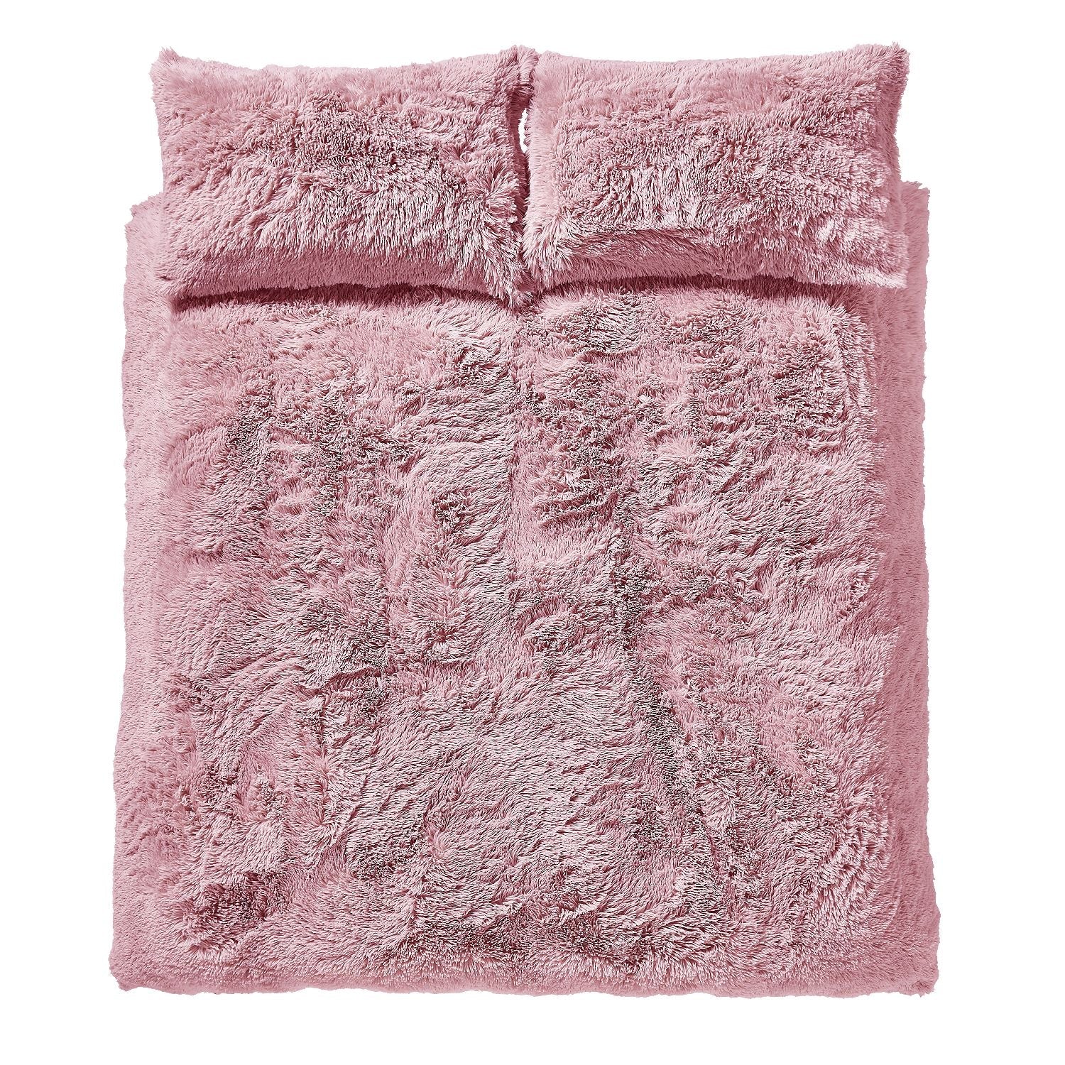 Catherine Lansfield Cuddly Deep Pile Blush Faux Fur Duvet Set