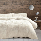 Catherine Lansfield Cuddly Deep Pile Cream Faux Fur Duvet Set