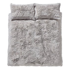 Catherine Lansfield Cuddly Deep Pile Silver Faux Fur Duvet Set