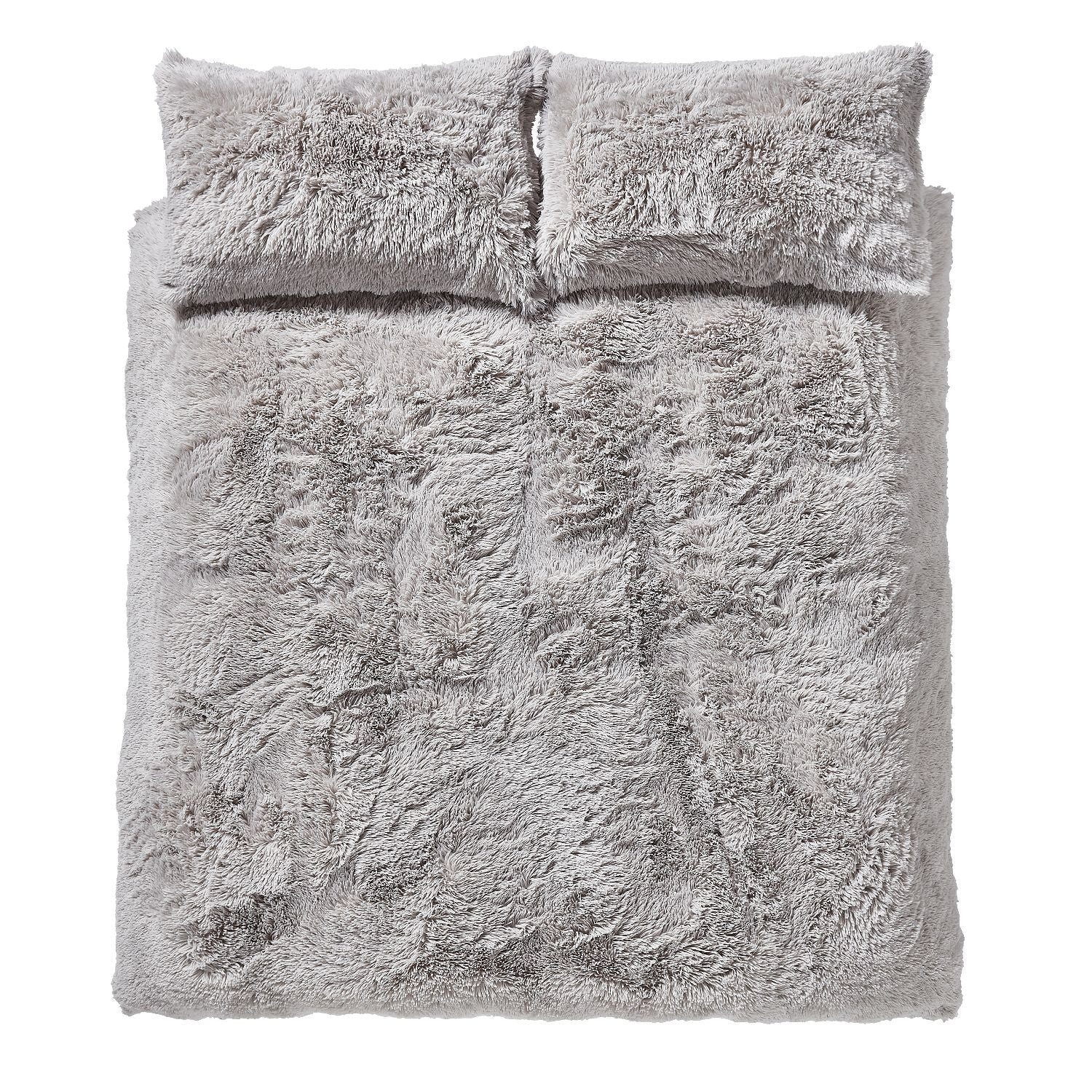 Catherine Lansfield Cuddly Deep Pile Silver Faux Fur Duvet Set