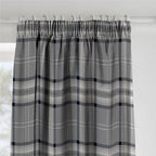 Catherine Lansfield Kelso Charcoal Check Lined Pencil Pleat Curtains