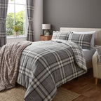Catherine Lansfield Kelso Charcoal Check Lined Pencil Pleat Curtains