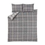 Catherine Lansfield Kelso Charcoal Check Reversible Duvet Set