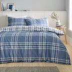 Catherine Lansfield Kelso Blue Check Reversible Duvet Set