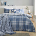 Catherine Lansfield Kelso Blue Check Reversible Duvet Set