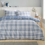 Catherine Lansfield Kelso Blue Check Reversible Duvet Set