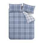 Catherine Lansfield Kelso Blue Check Reversible Duvet Set
