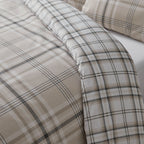 Catherine Lansfield Kelso Natural Check Reversible Duvet Set