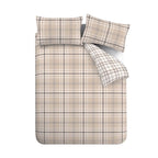 Catherine Lansfield Kelso Natural Check Reversible Duvet Set