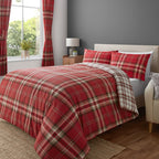 Catherine Lansfield Kelso Red Check Reversible Duvet Set