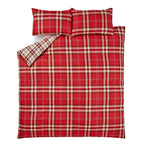 Catherine Lansfield Kelso Red Check Reversible Duvet Set
