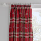 Catherine Lansfield Kelso Red Check Lined Pencil Pleat Curtains