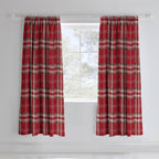 Catherine Lansfield Kelso Red Check Lined Pencil Pleat Curtains