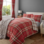 Catherine Lansfield Kelso Red Check Lined Pencil Pleat Curtains