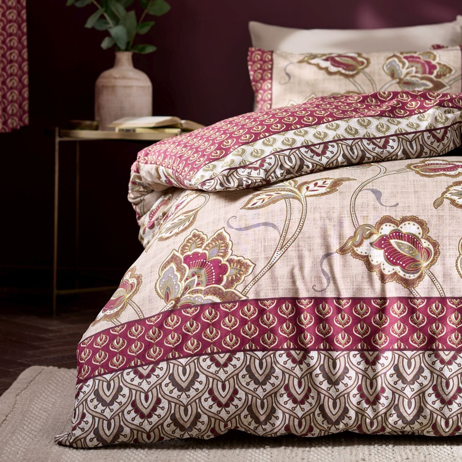 Catherine Lansfield Kashmir Paisley Floral Reversible Duvet Set