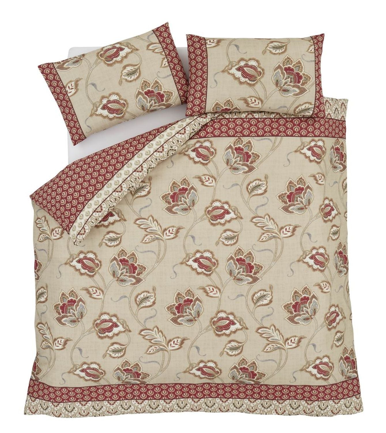 Catherine Lansfield Kashmir Paisley Floral Reversible Duvet Set