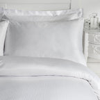 Catherine Lansfield White Satin Stripe 300TC Duvet Set