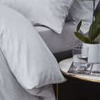 Catherine Lansfield Grey Satin Stripe 300TC Deep Fitted Sheet (30cm)