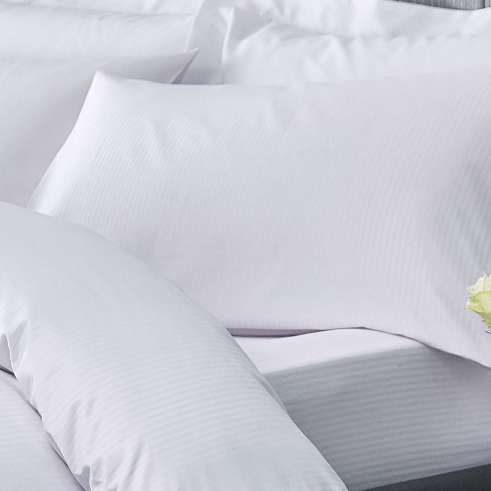 Catherine Lansfield White 300 TC Satin Stripe Housewife Pillowcase Pair