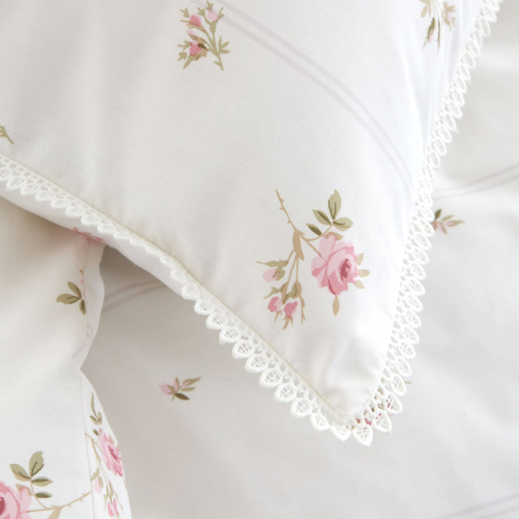 Bianca Vintage Rosebud Lace Cream 200TC Cotton Reversible Duvet Set