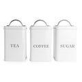 Stainless Steel Tea, Coffee & Sugar Canisters White | M&W