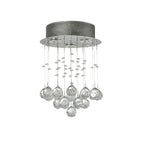3 Light Chrome Ceiling Flush Light With Acrylic Drops