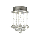 3 Light Chrome Ceiling Flush Light With Acrylic Drops