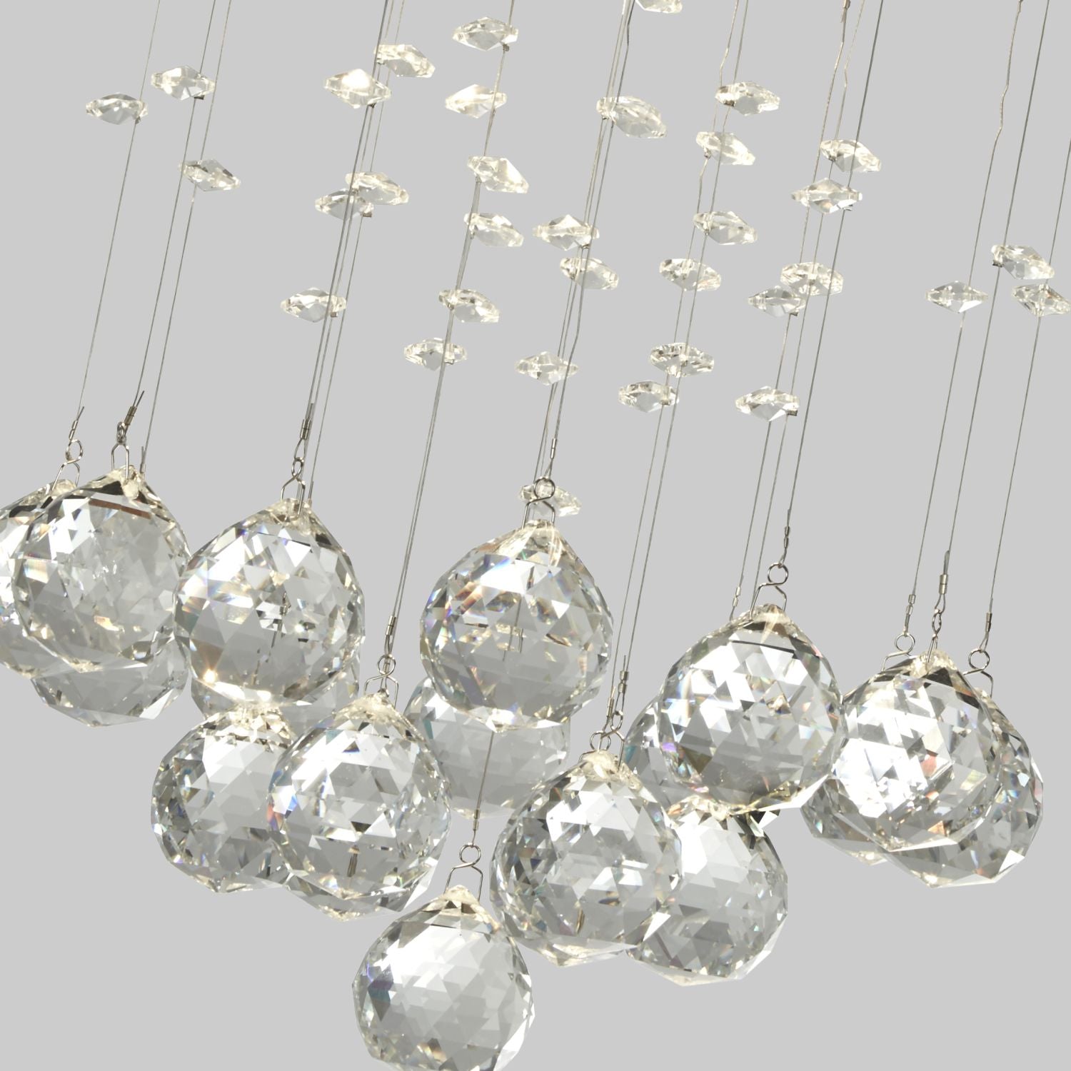 3 Light Chrome Ceiling Flush Light With Acrylic Drops