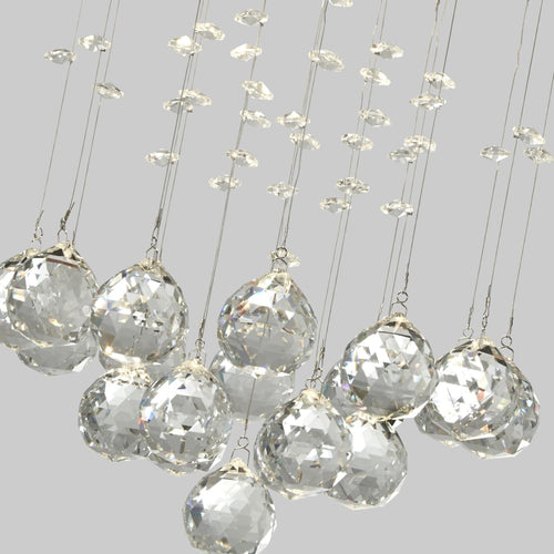 3 Light Chrome Ceiling Flush Light With Acrylic Drops